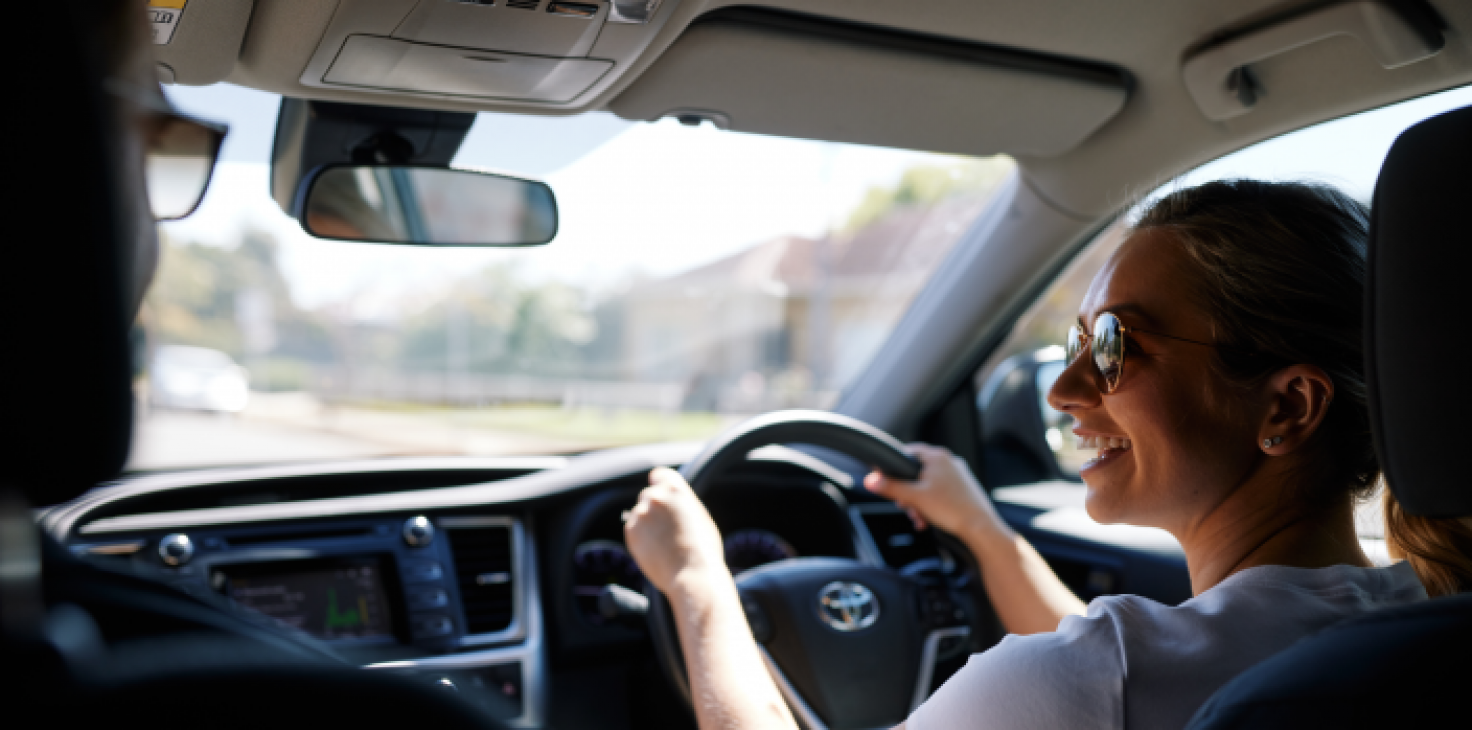 Woman in car driving